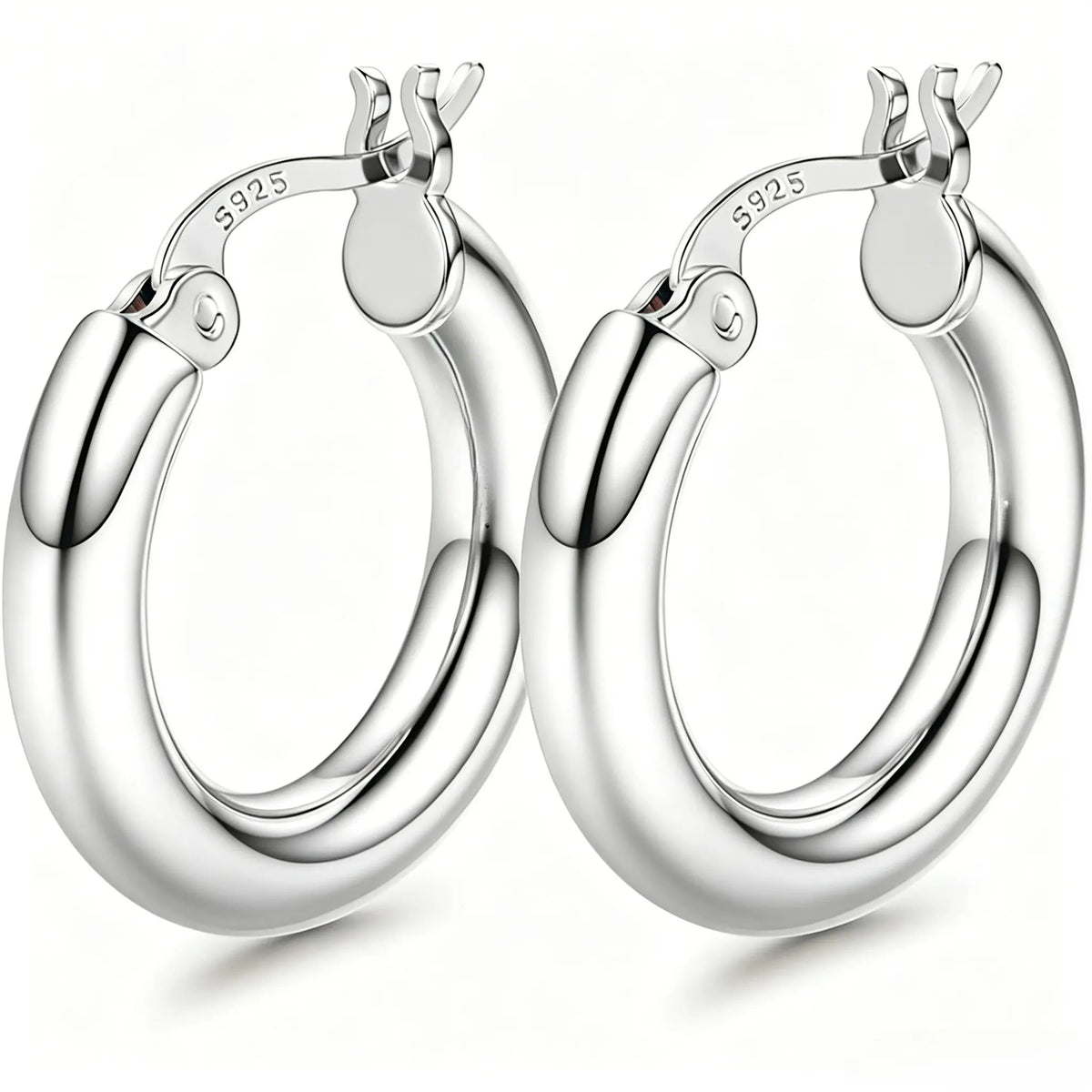 Ischia chunky hoop earrings in silver, 25mm