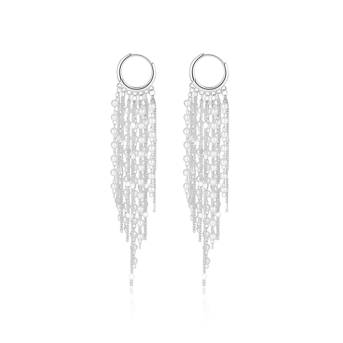 Cascata tassel earrings in Pearl-Silver