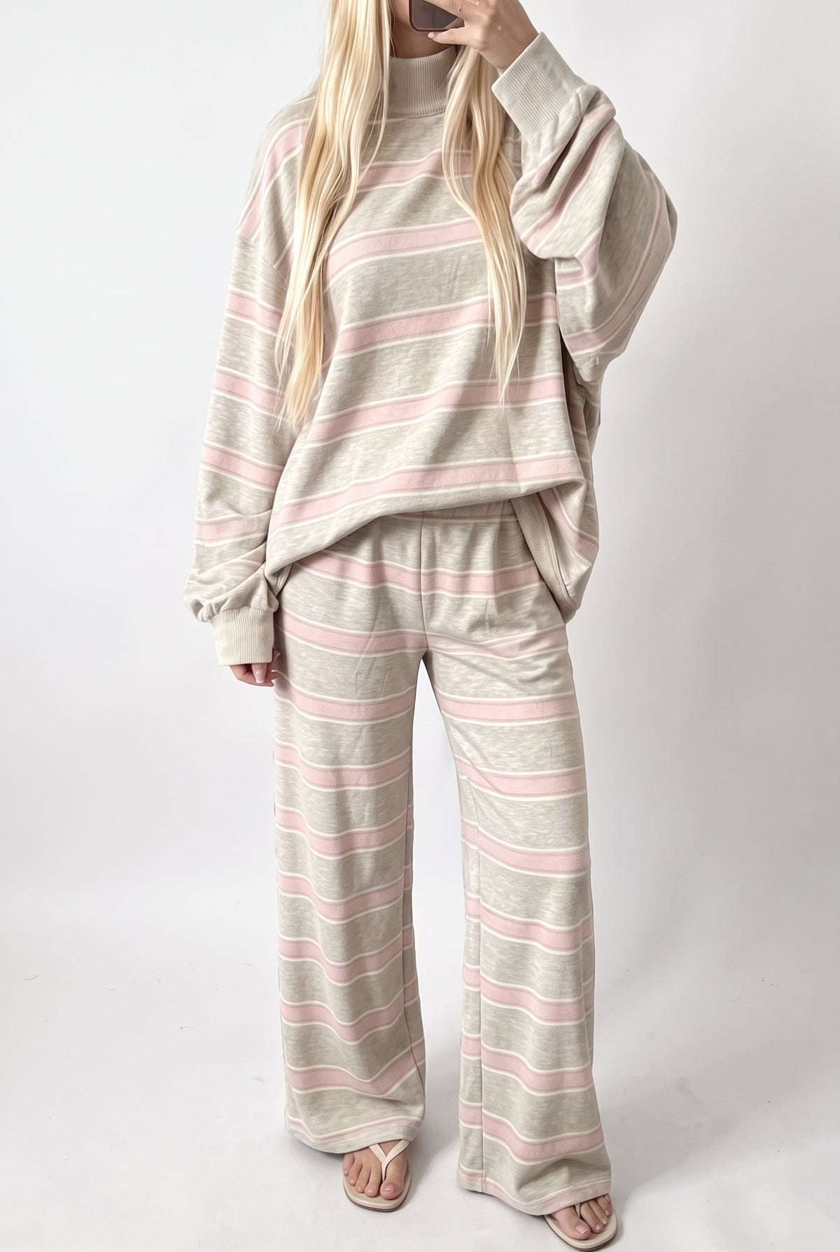 Minori stripe set in pink