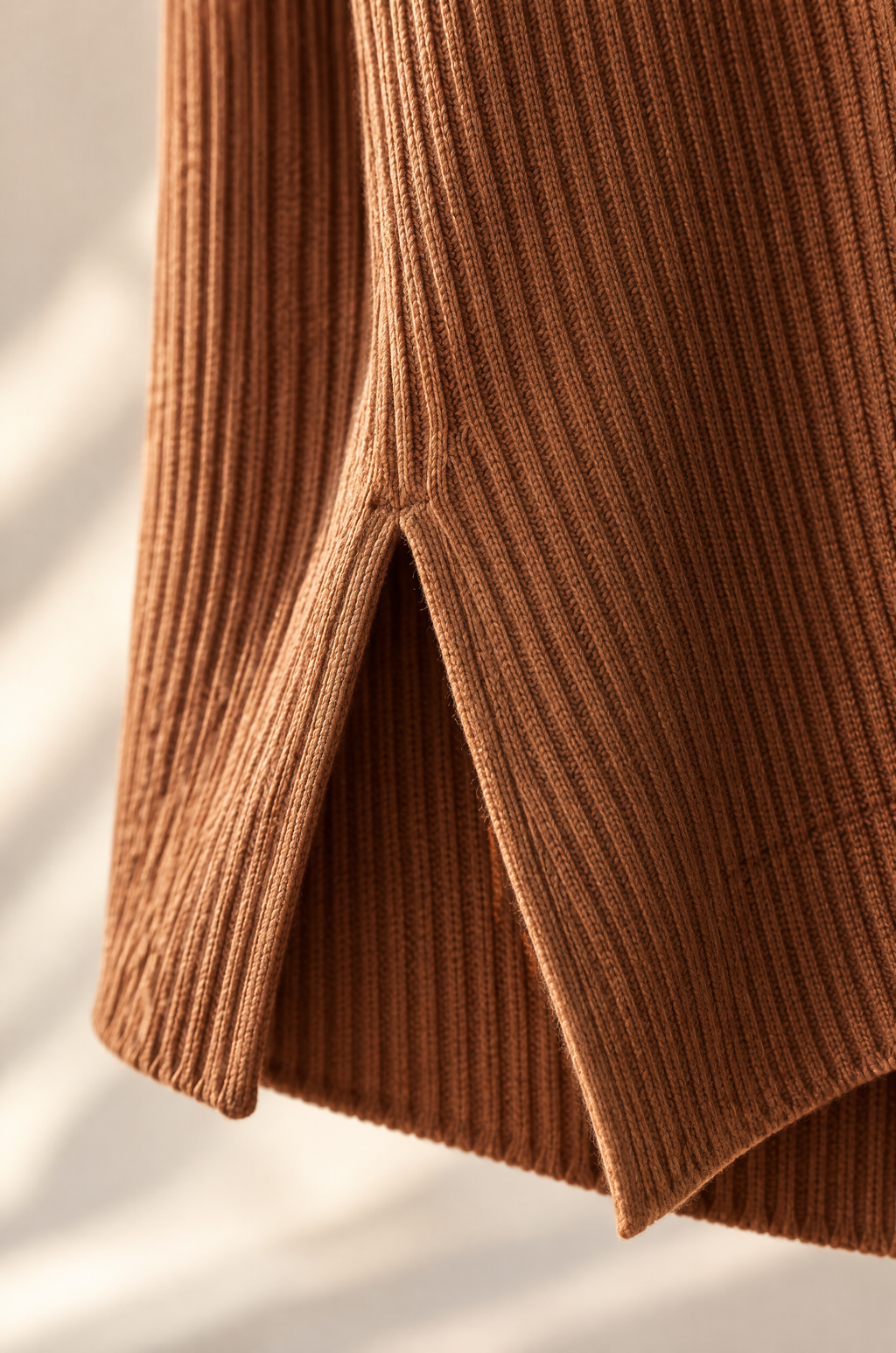 Camogli knit pullover, side slit detail