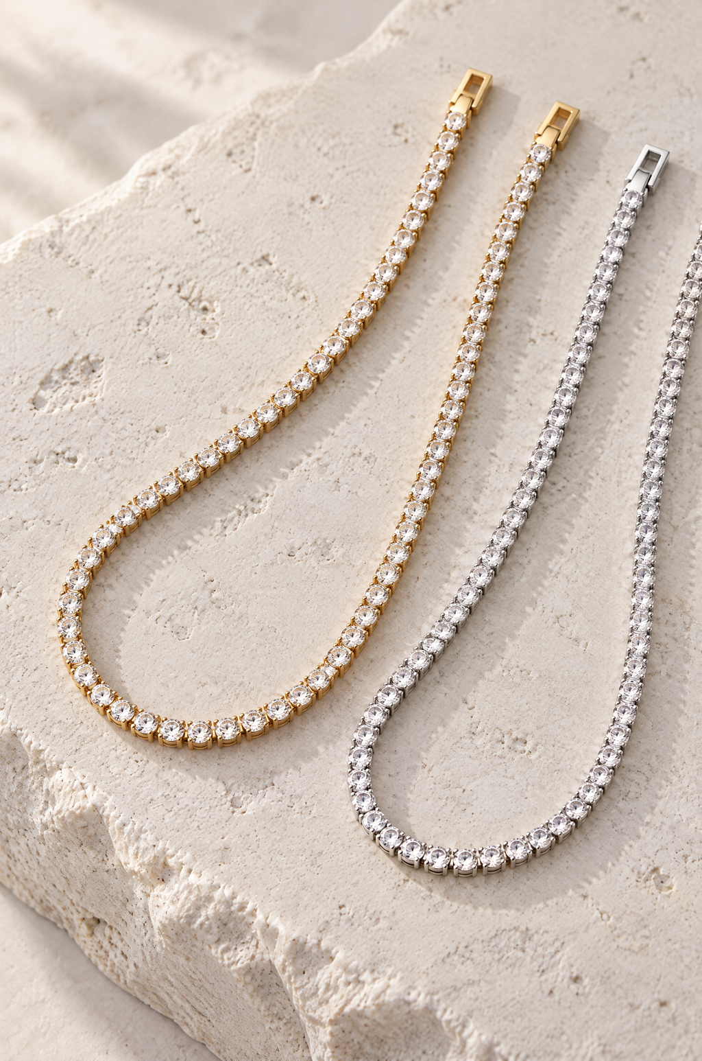 Portofino tennis necklace, gold and silver