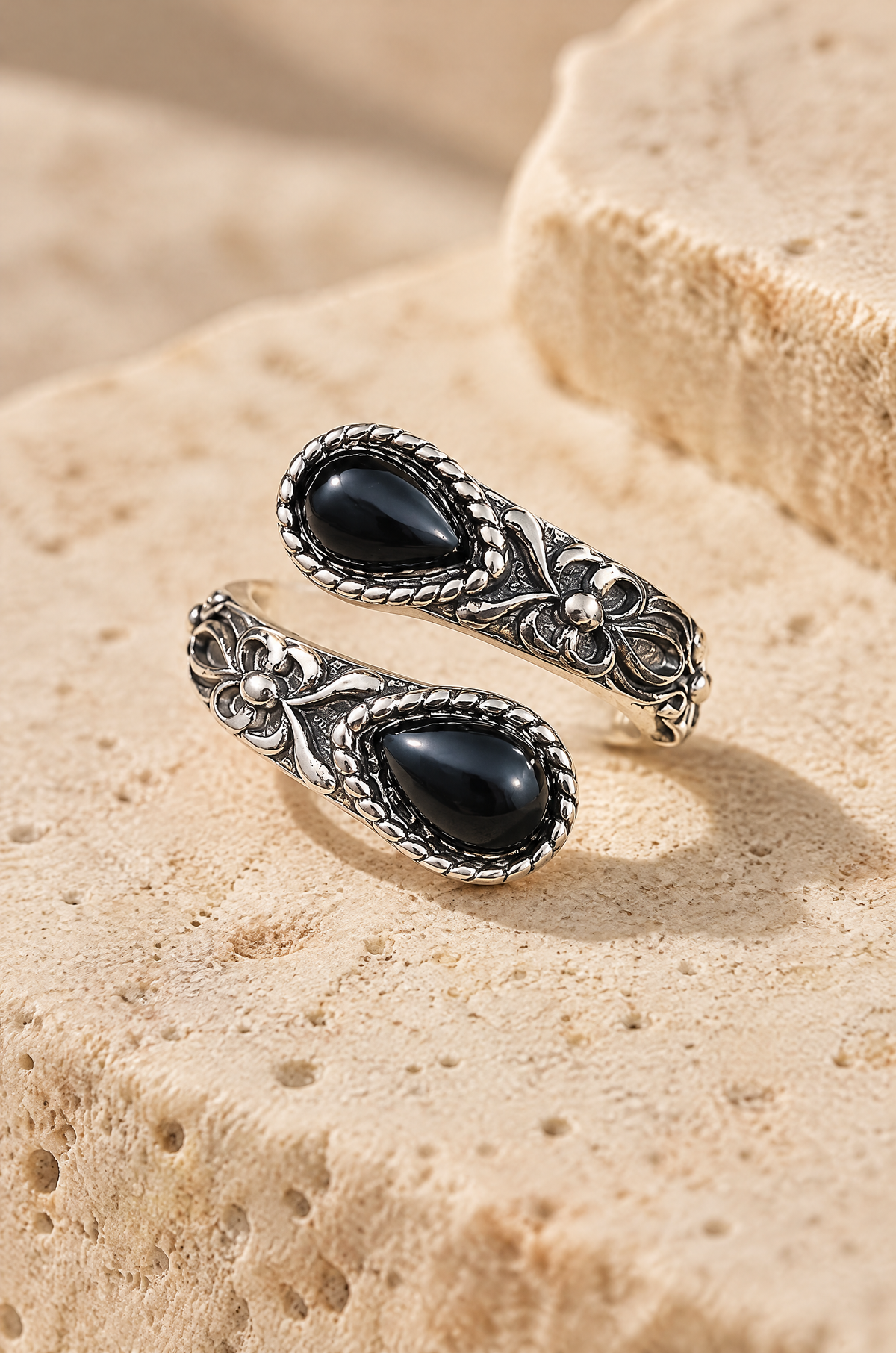 Ponza wrap ring in Obsidian