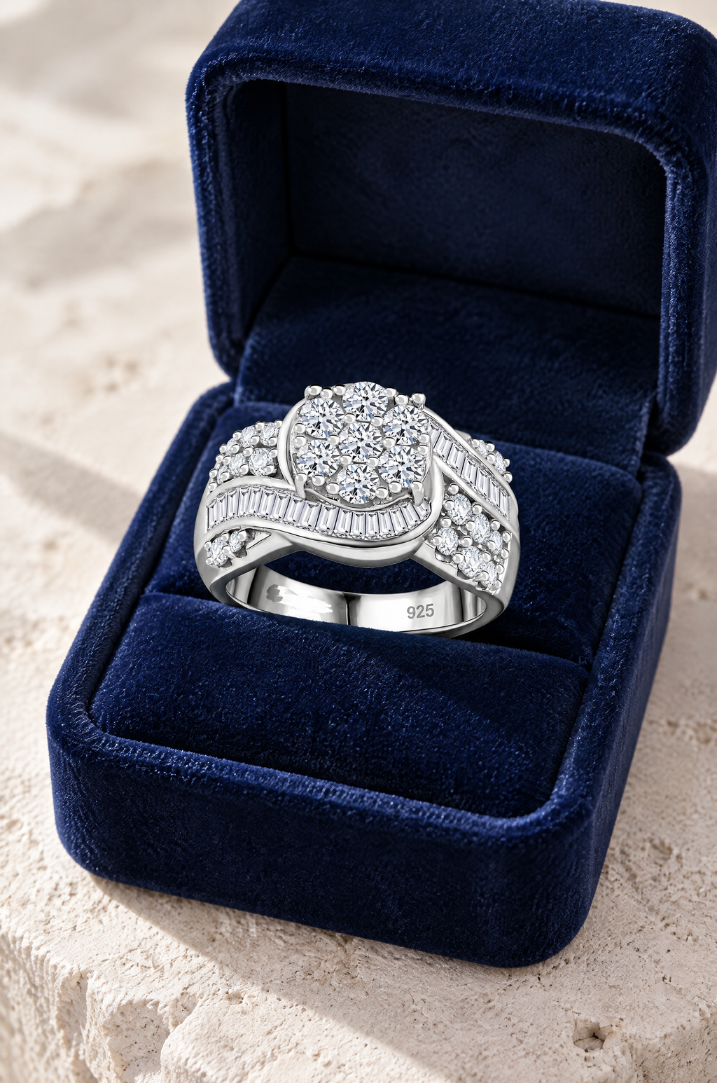 Lipari cluster ring, in a velvet box
