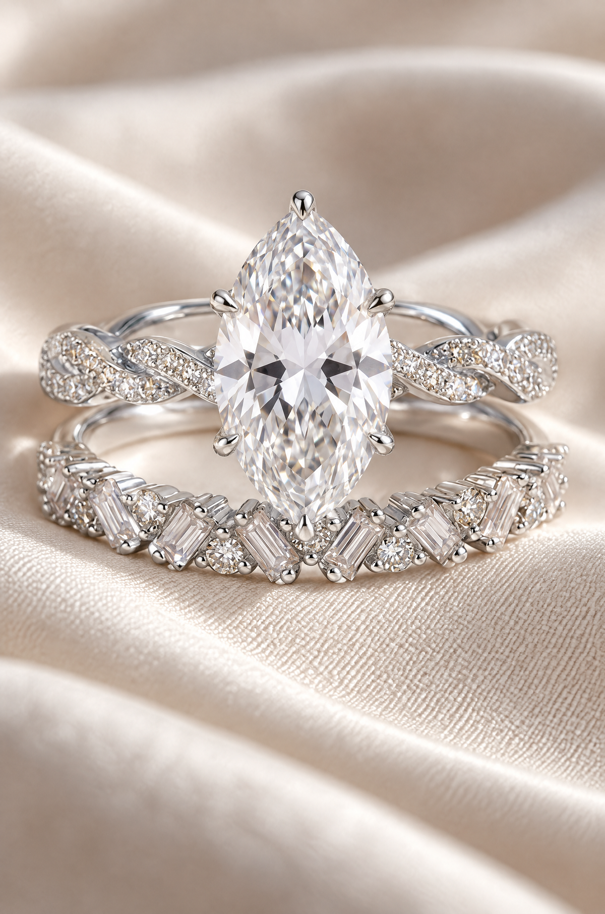Palinuro marquise ring set, marquise detail
