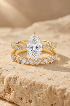 Palinuro marquise ring set, Straight Band, Gold