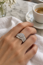 Lipari cluster ring, at a cafe table