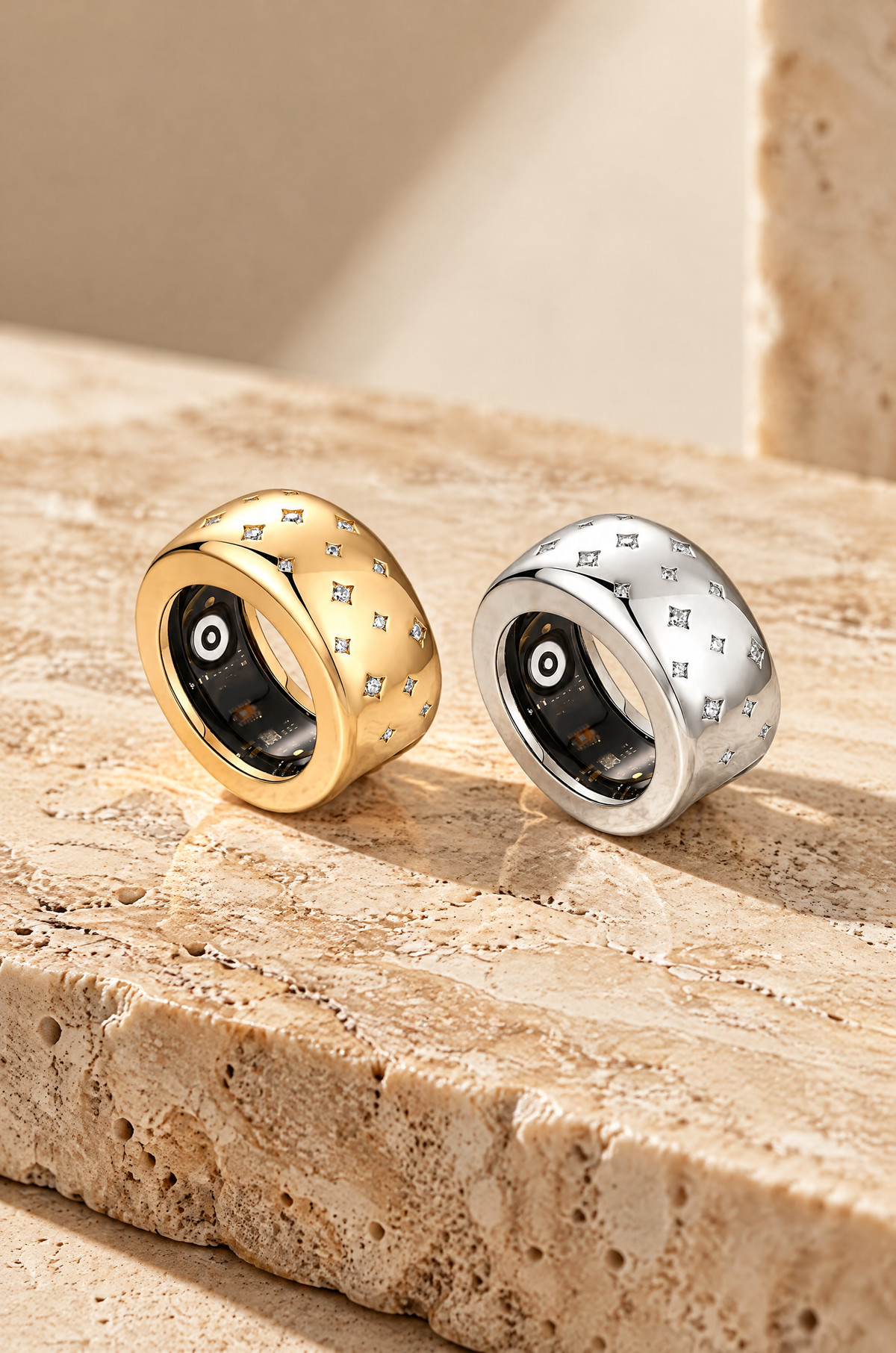 Stromboli ring cover in gold and silver