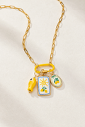 Limone enamel lemon charm necklace in gold