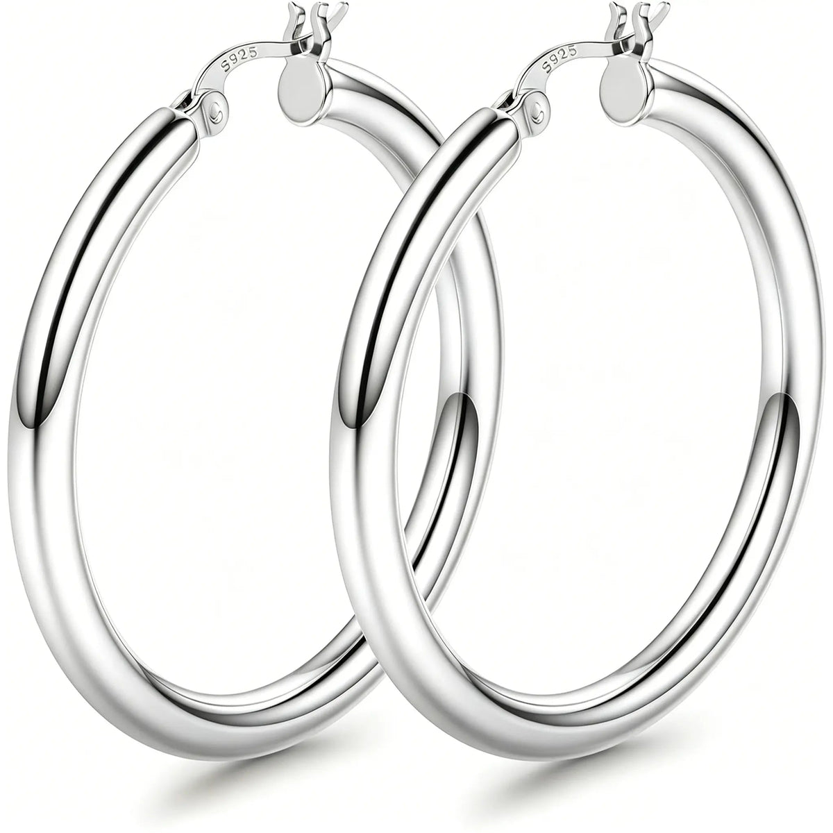 Ischia chunky hoop earrings in silver, 50mm
