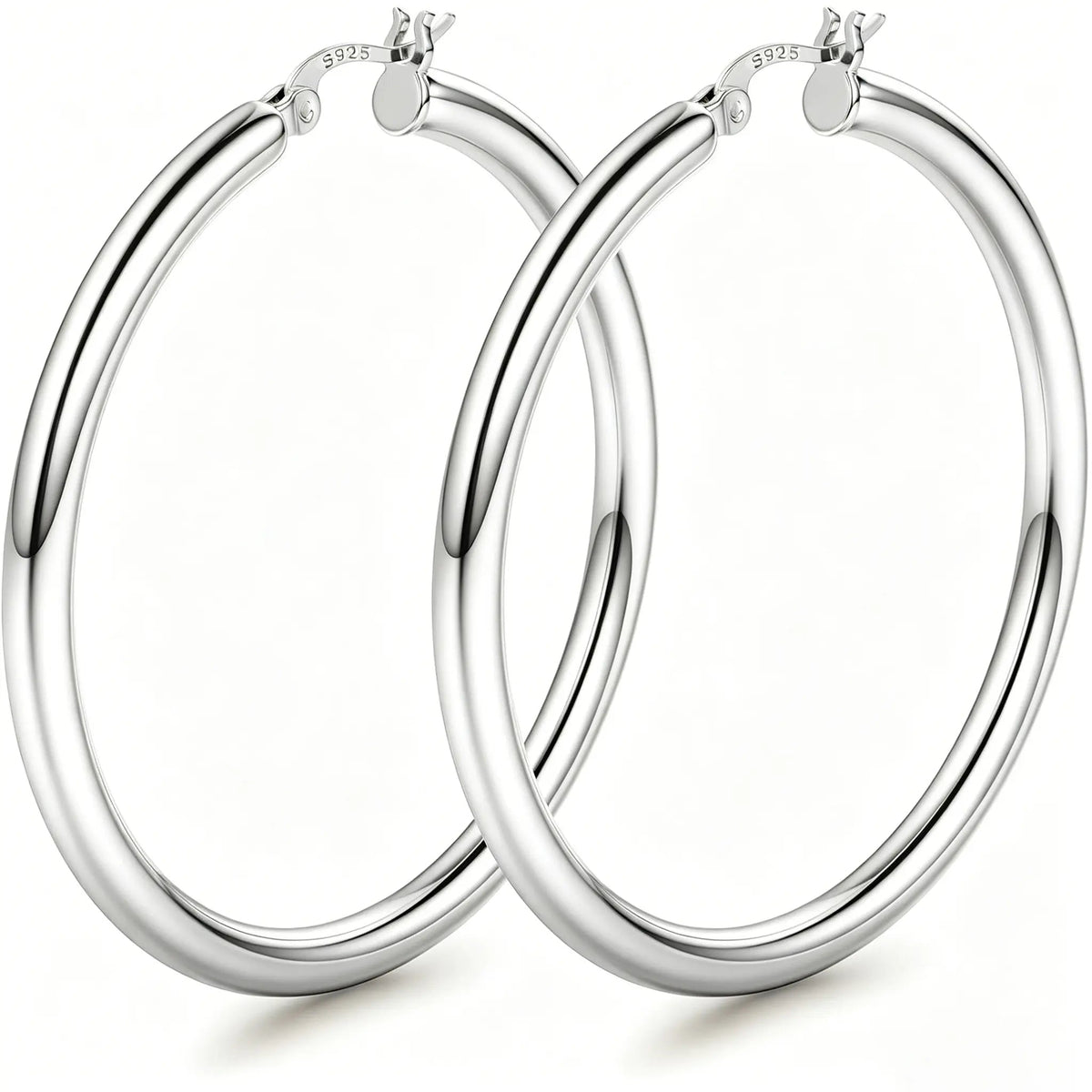 Ischia chunky hoop earrings in silver, 70mm