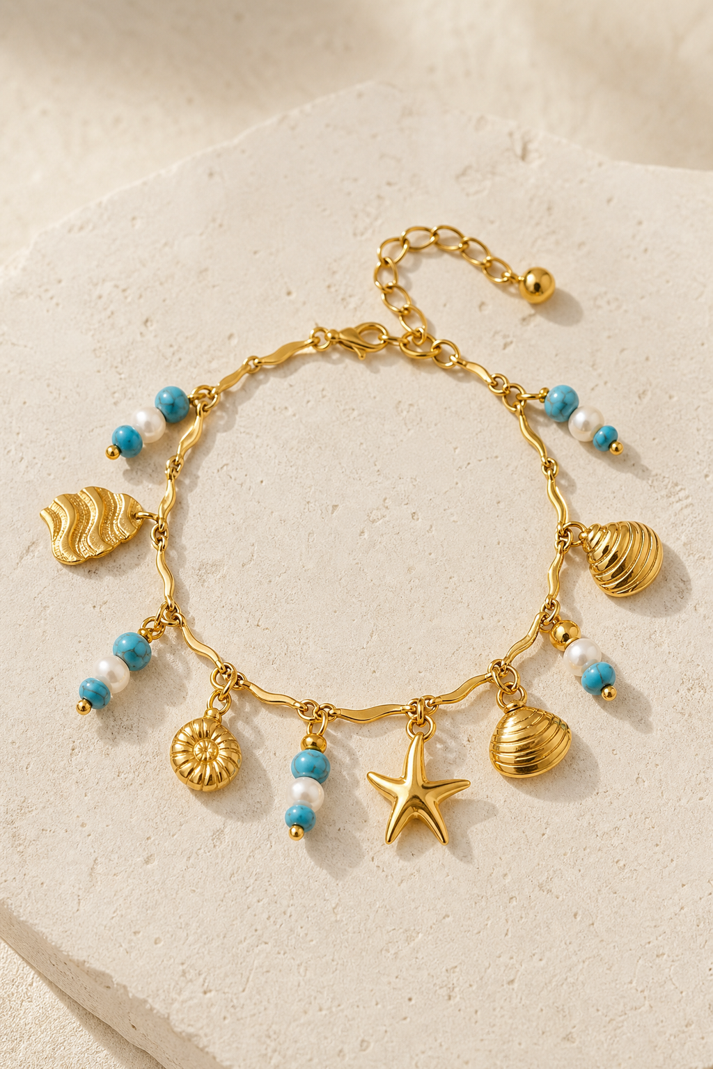 Maratea ocean charm bracelet in gold