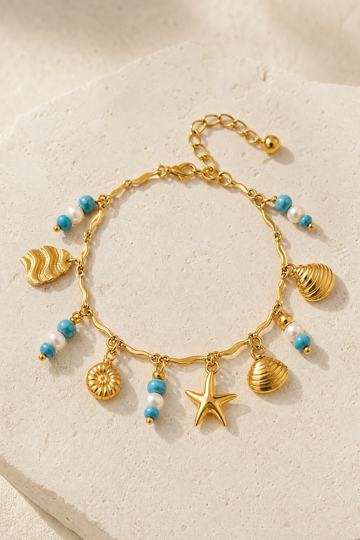 Maratea ocean charm bracelet in gold