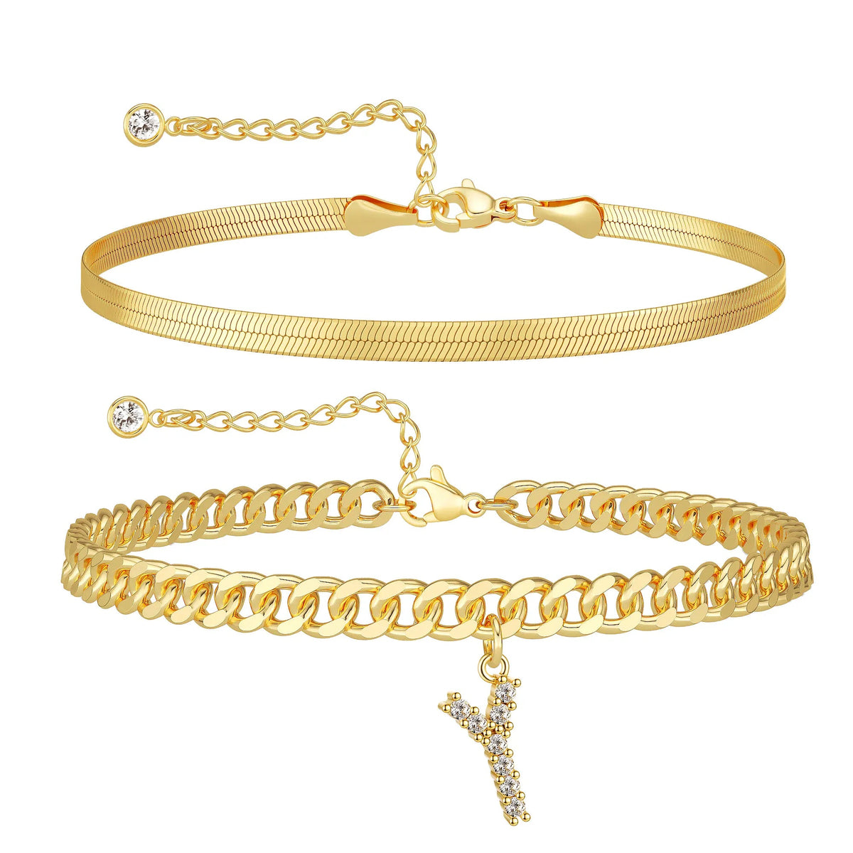Marea initial anklet set — letter Y