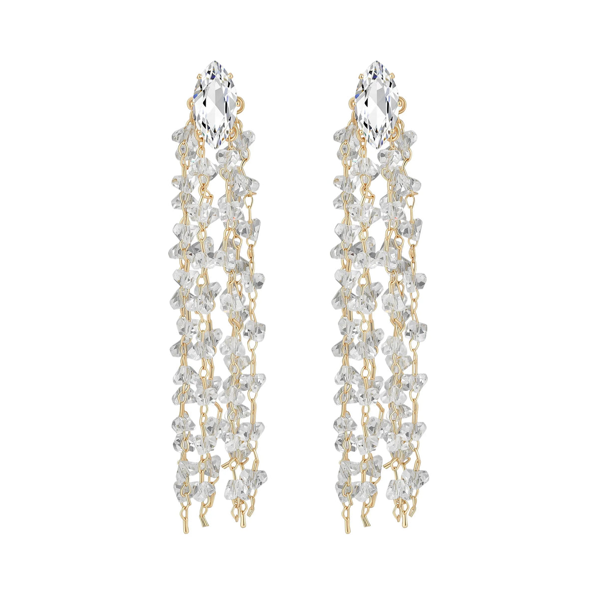Cascata tassel earrings in Zircon-Gold-C