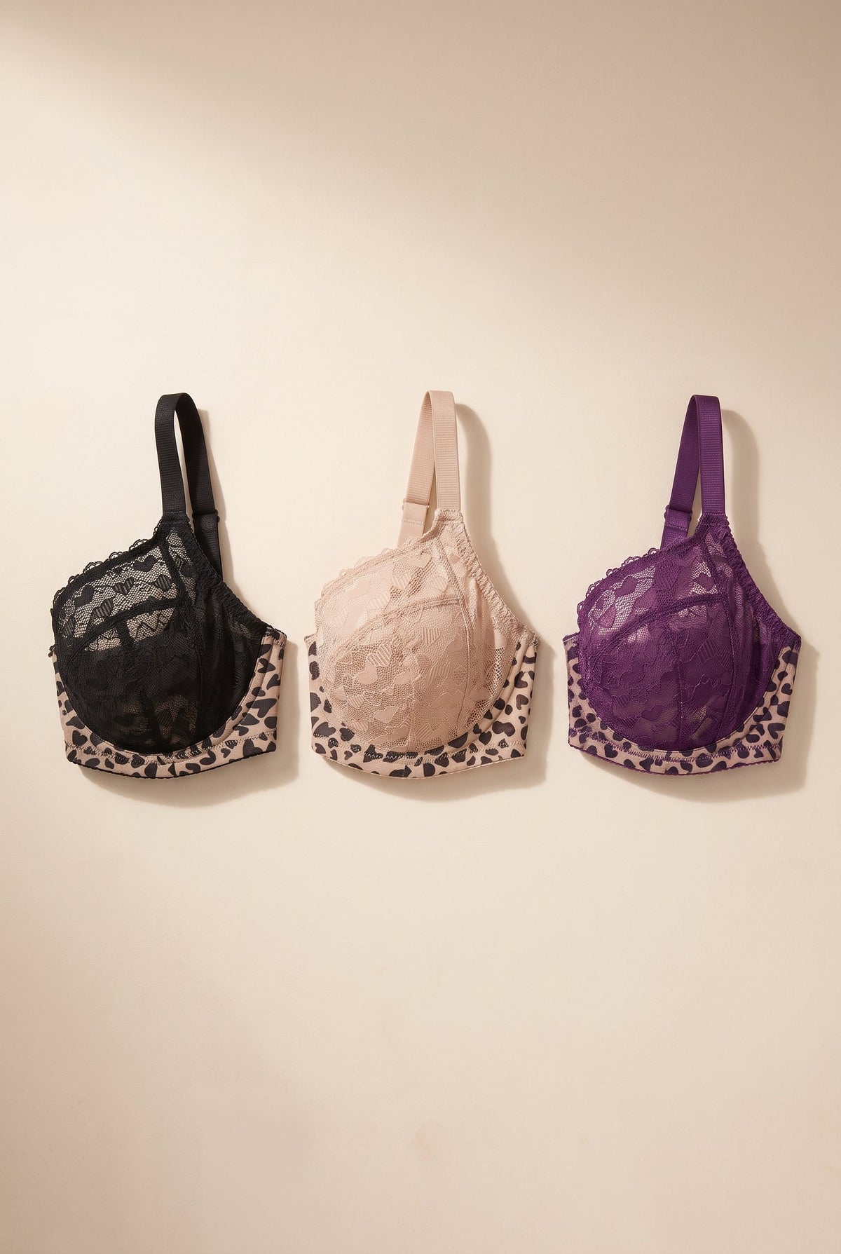 Cuore lace bra, all three colourways