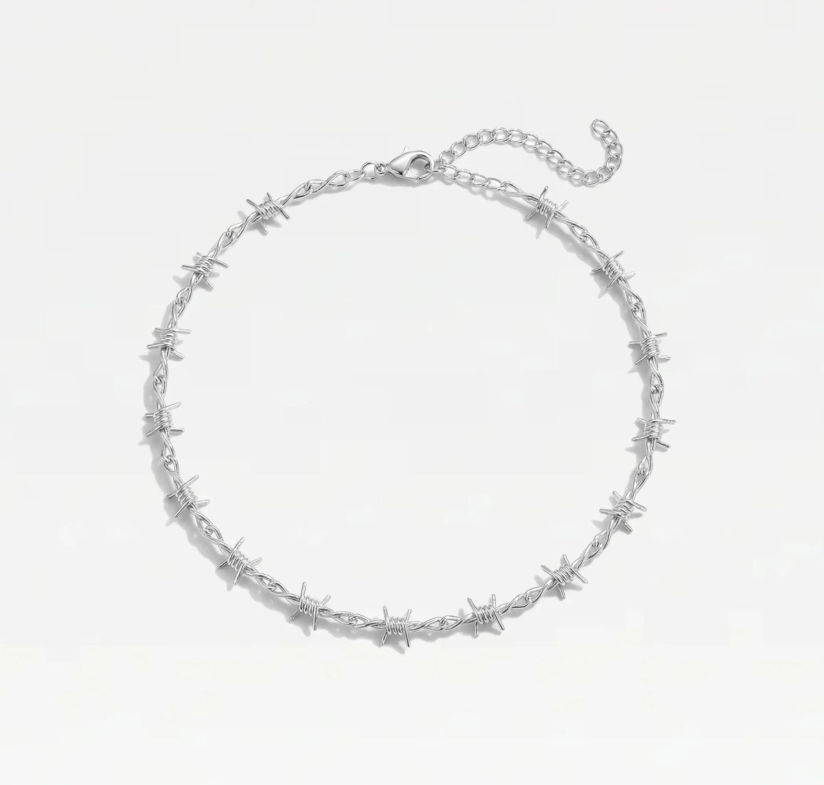 Spina barbed choker, silver finish