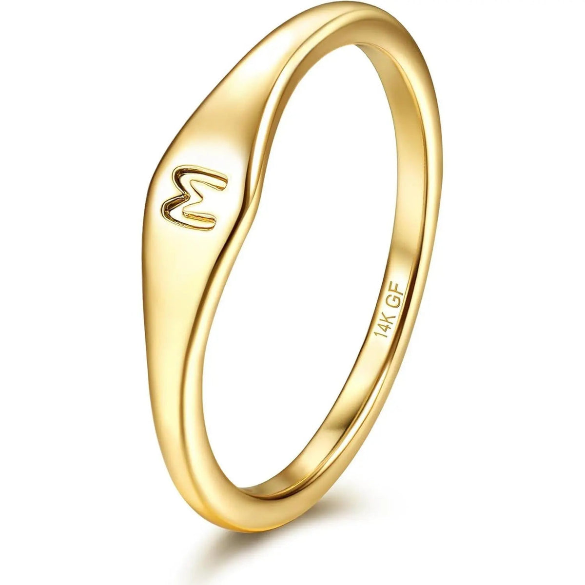 Lettera initial ring — letter M