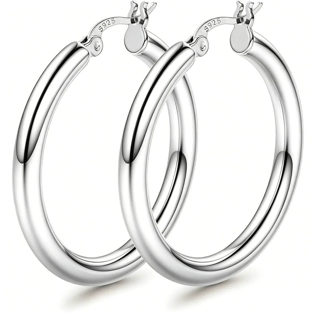 Ischia chunky hoop earrings in silver, 40mm