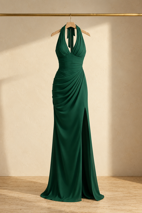 Capri chiffon gown in emerald, catalog hero