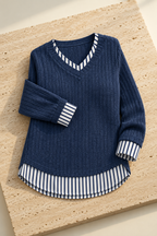 Furore tunic sweater, catalog hero on travertine