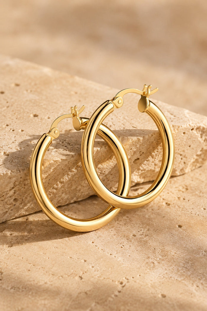 Ischia Chunky Hoops — 14k Gold-Plated Tube Hoop Earrings