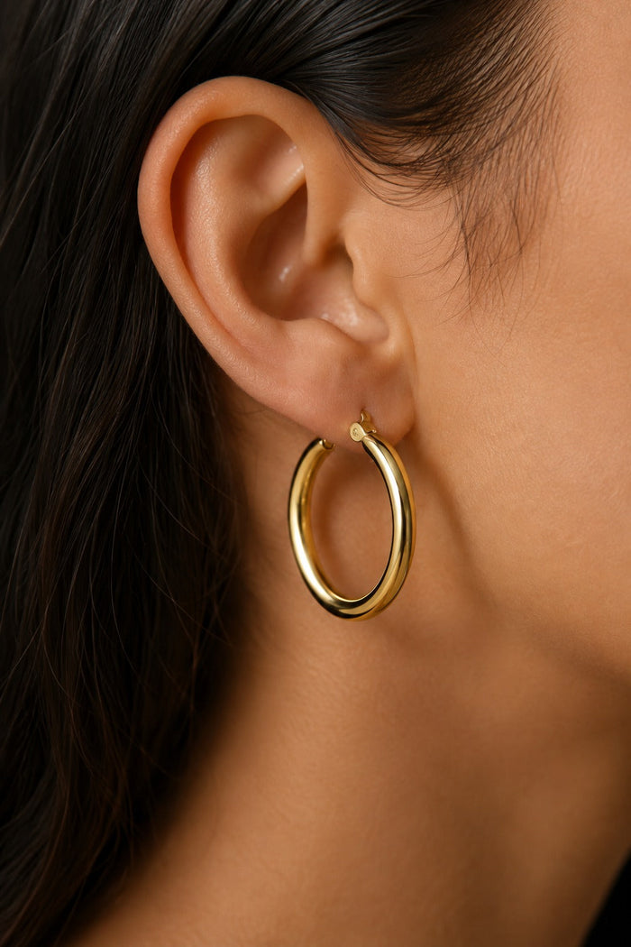 Ischia Chunky Hoops — 14k Gold-Plated Tube Hoop Earrings