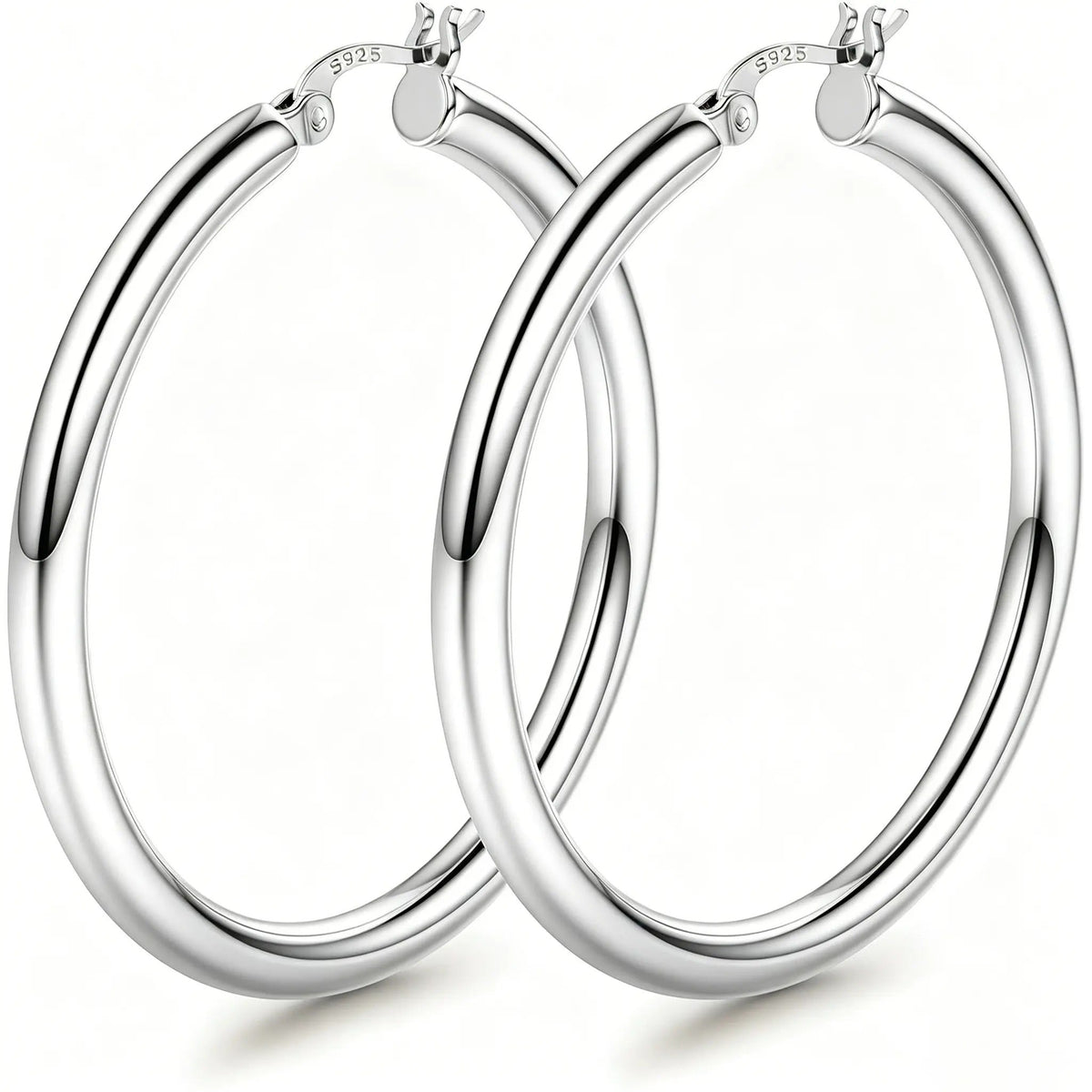 Ischia chunky hoop earrings in silver, 60mm