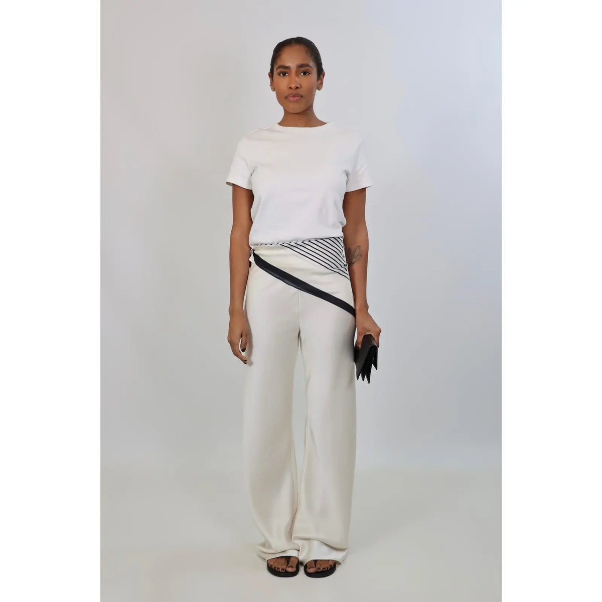 Luna satin pant in Ivory