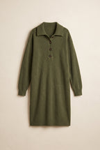 Maglia ribbed collared sweater dress in olive, catalog hero