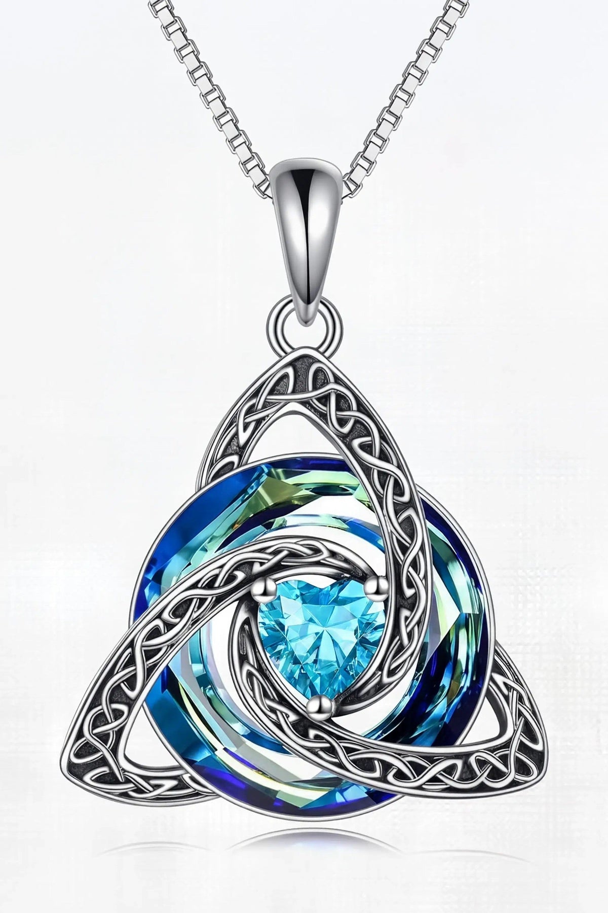 Nodo knot necklace, March aquamarine birthstone