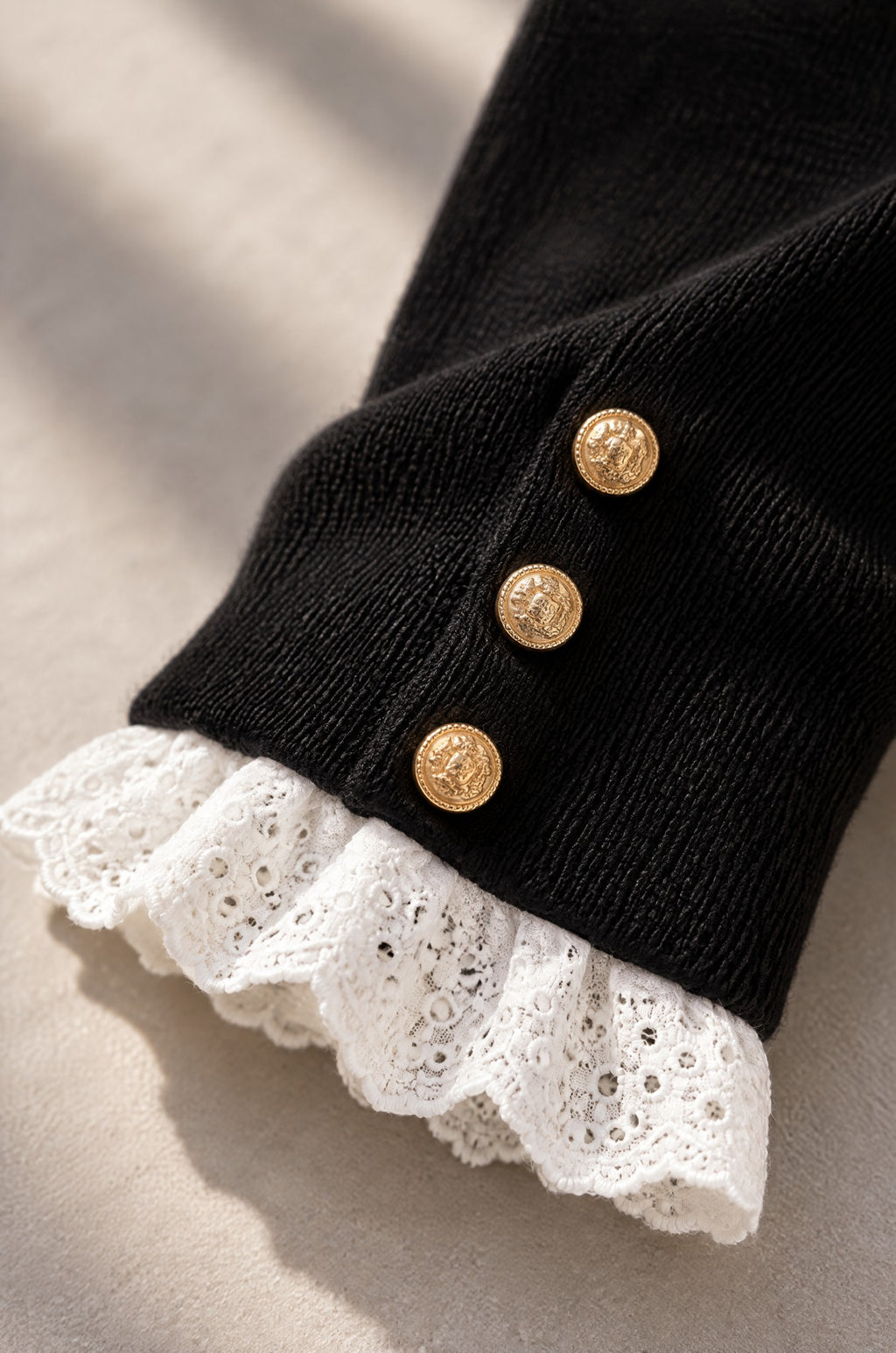 Camerota lace-trim sweater, lace cuff detail