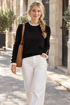 Camerota lace-trim sweater, worn, black