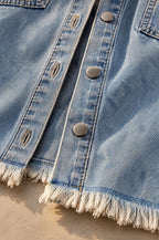 Cilento denim shacket, frayed hem detail