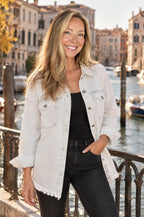 Cilento denim shacket, worn, white