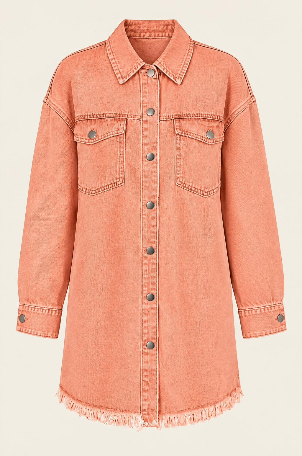 Cilento denim shacket, coral