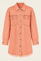 Cilento denim shacket, coral