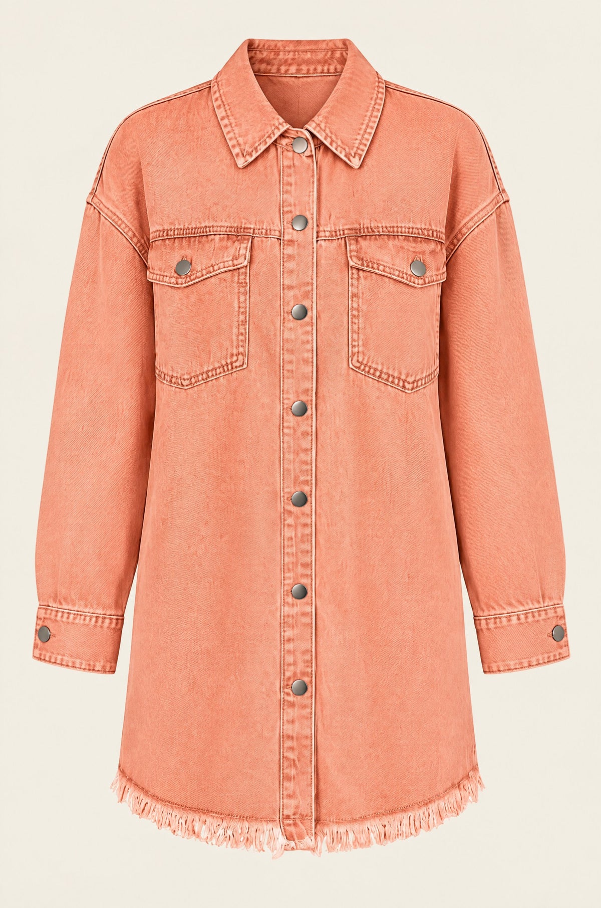 Cilento denim shacket, coral