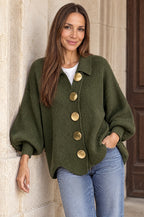 Gaeta cardigan, worn, olive