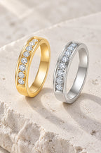 Recco moissanite band, gold and silver