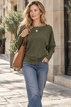 Scilla batwing top, worn, olive