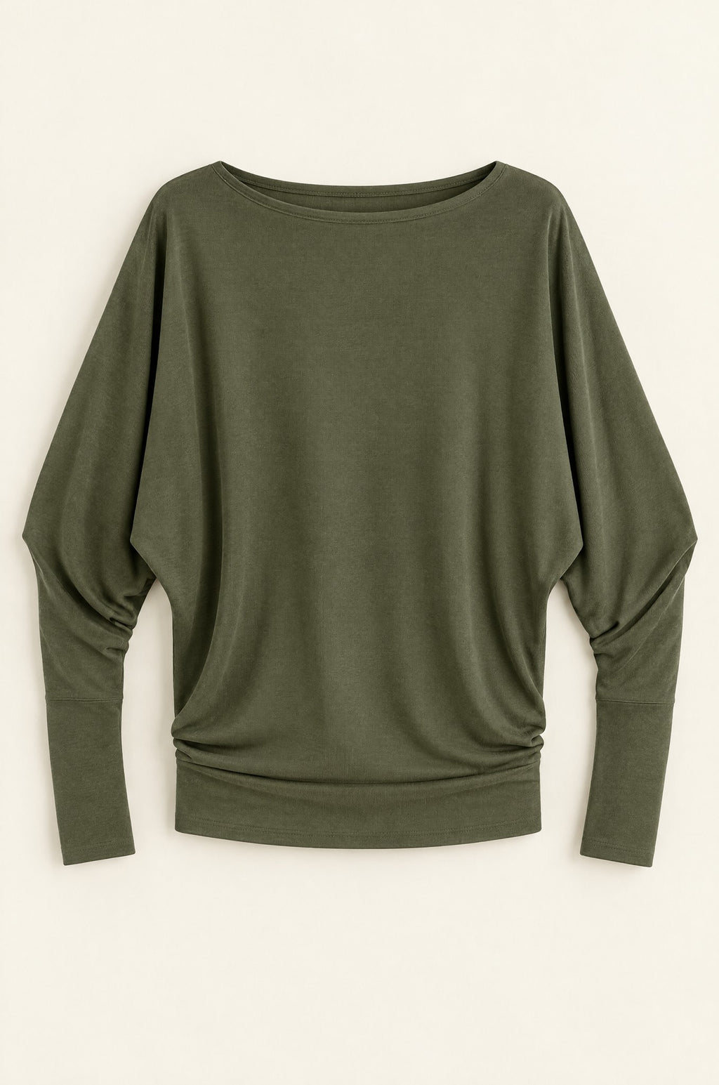 Scilla batwing top, olive, flat