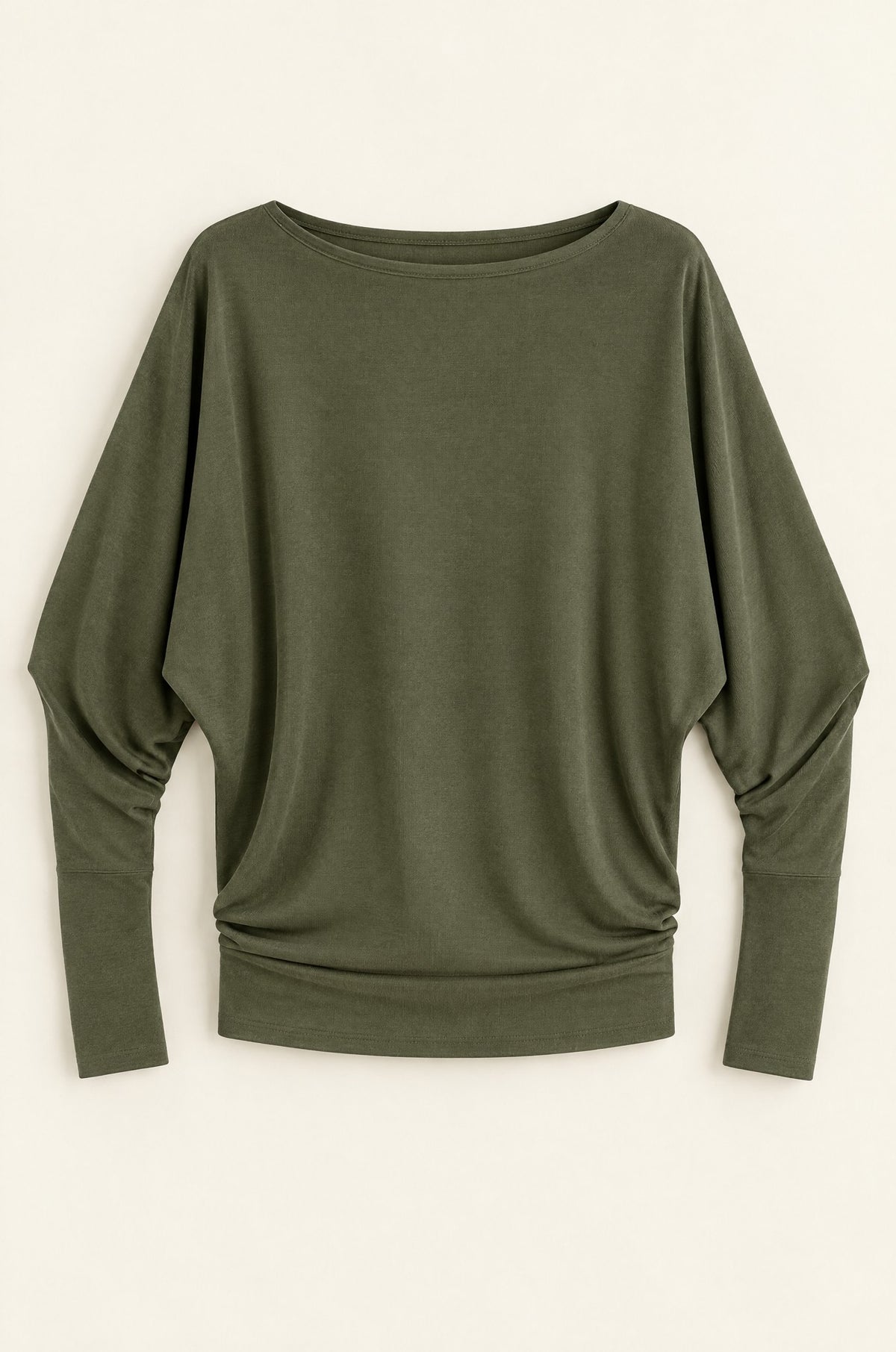Scilla batwing top, olive, flat