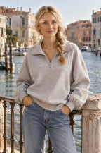 Lerici half-zip sweatshirt, worn, heather grey