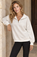 Lerici half-zip sweatshirt, worn, white