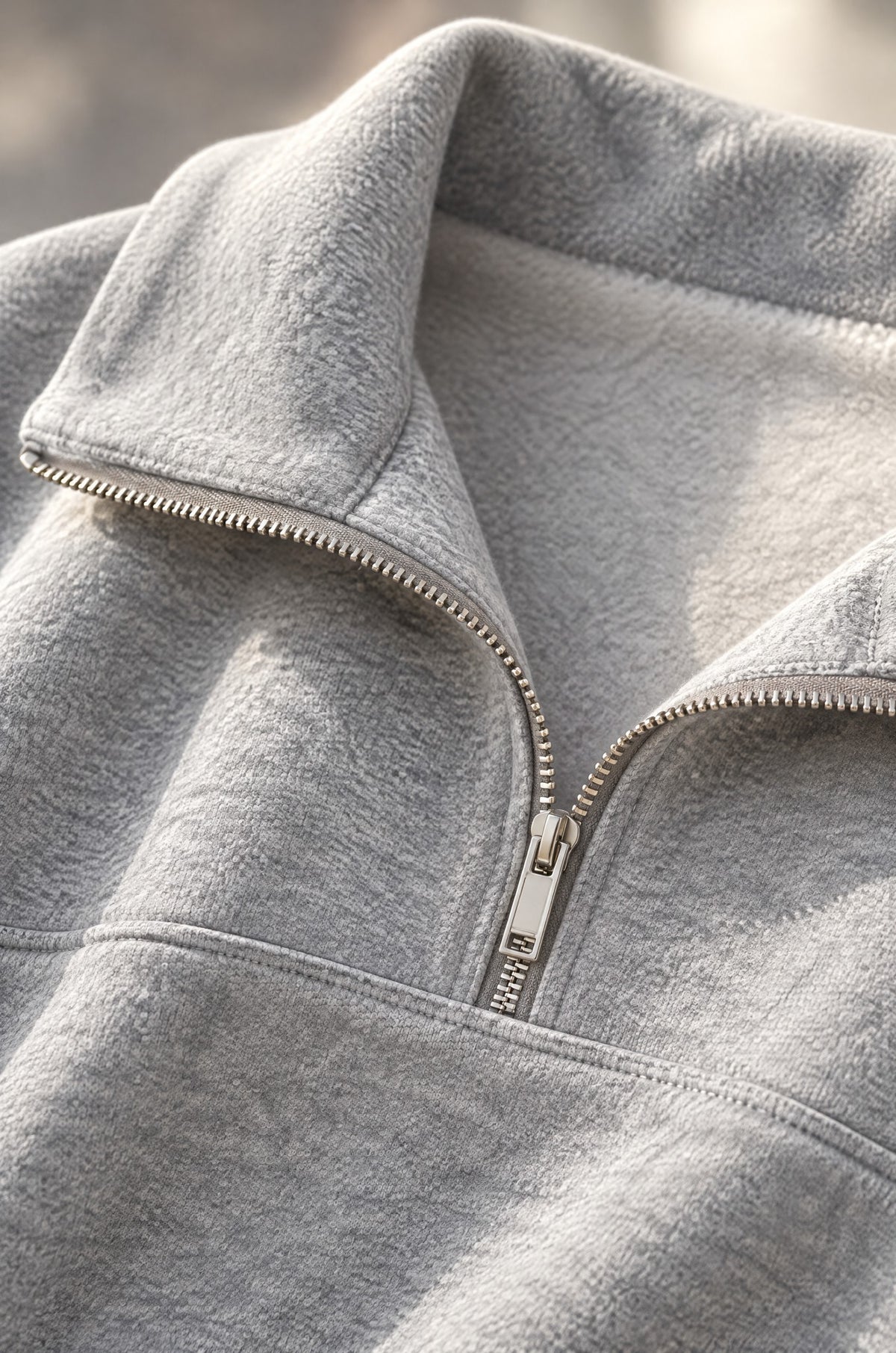 Lerici half-zip sweatshirt, zip and collar detail