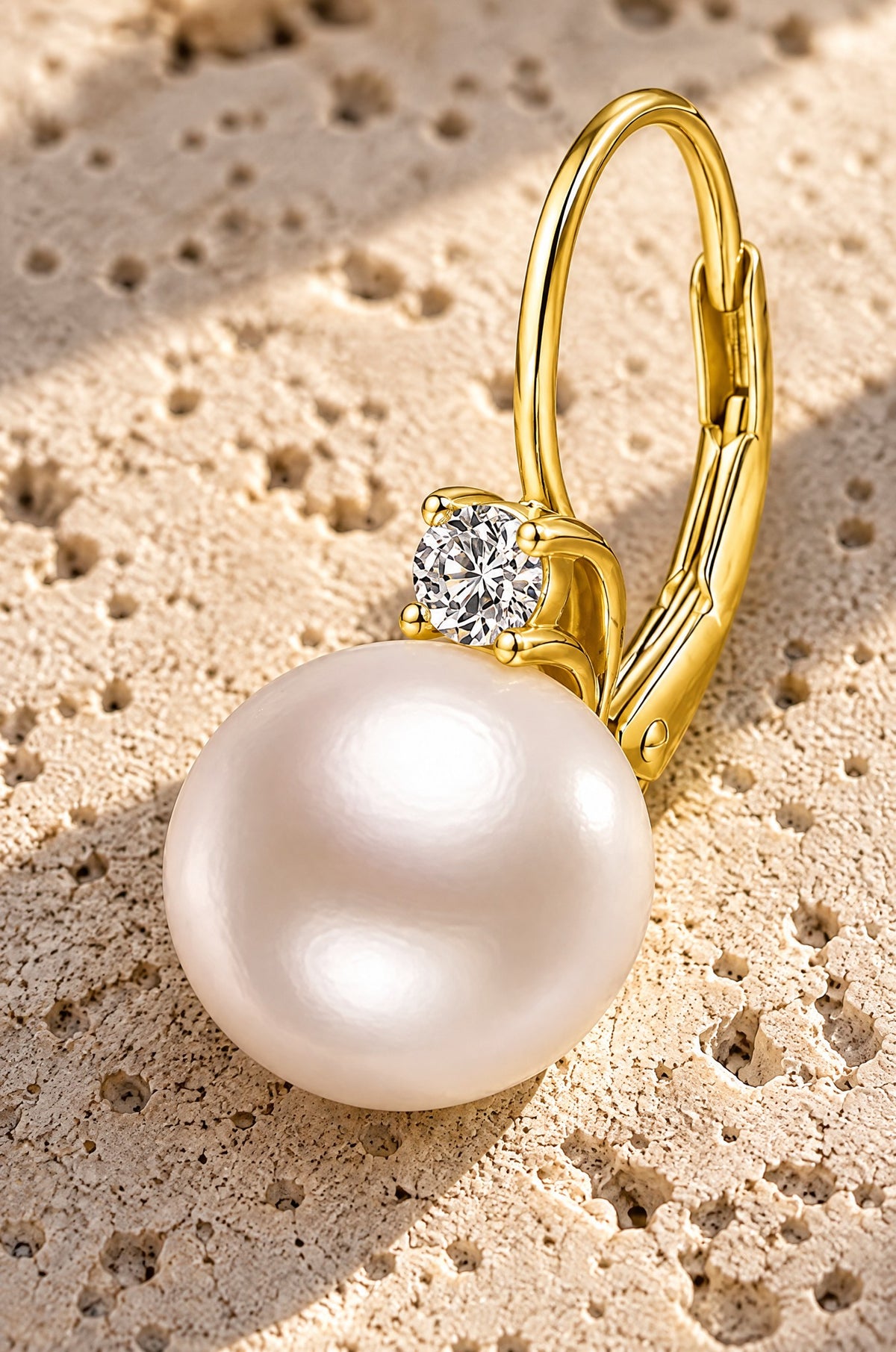 Panarea pearl drop earrings, pearl and crystal detail