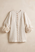 Petalo puff sleeve dress in off white, catalog hero