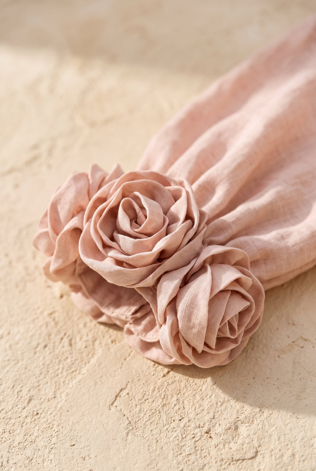 Petalo dress, three fabric flowers on the cuff