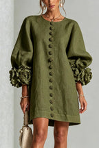 Petalo puff sleeve dress in green