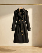 Ravello trench coat on warm travertine stone